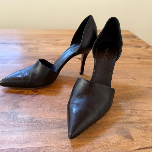 Classic Vince D’Orsay Matte Black Leather Pumps - 7.5 / 38 - Picture 3 of 5